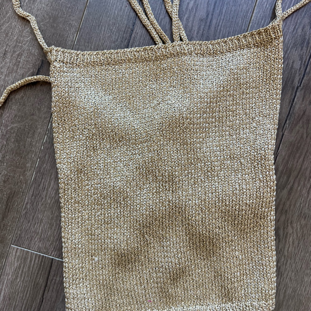 Gold Knit Drawstring Bag